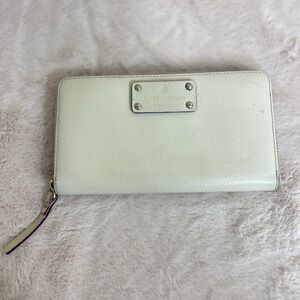 Kate Spade Clocktower Beige Leather Zip Around Wallet